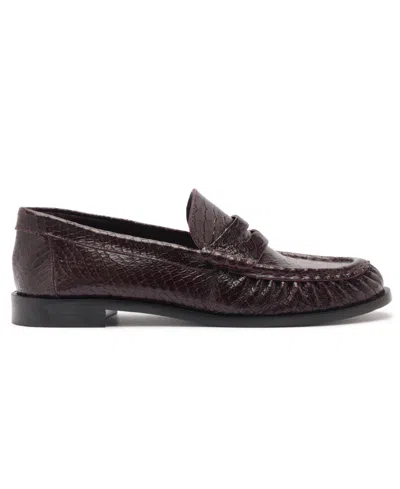 Schutz Snakeskin Tyche Loafer In Dark Plum, Women's At Urban Outfitters In Burgundy