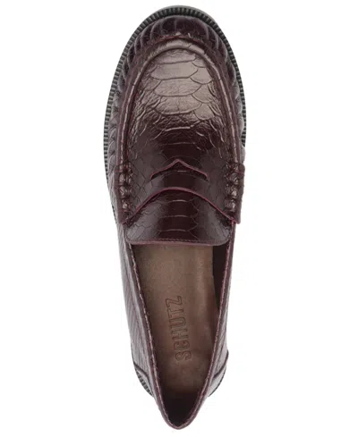 Schutz Snakeskin Tyche Loafer In Dark Plum, Women's At Urban Outfitters In Burgundy