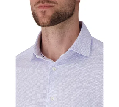 Victor Emmanuel Regular Fit Geometric Print Knit Cotton Dress Shirt In Blue