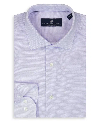 Victor Emmanuel Regular Fit Geometric Print Knit Cotton Dress Shirt In Blue