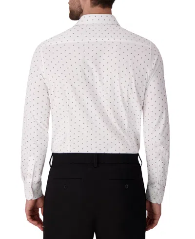 Victor Emmanuel Regular Fit Geometric Print Knit Cotton Dress Shirt In White