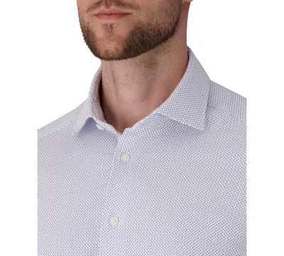 Victor Emmanuel Regular Fit Geometric Print Knit Cotton Dress Shirt In White