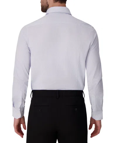 Victor Emmanuel Regular Fit Geometric Print Knit Cotton Dress Shirt In White