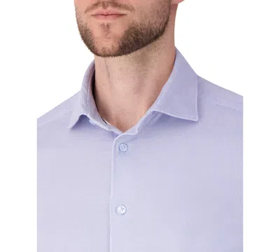 Victor Emmanuel Regular Fit Pin Dot Knit Cotton Dress Shirt In Blue