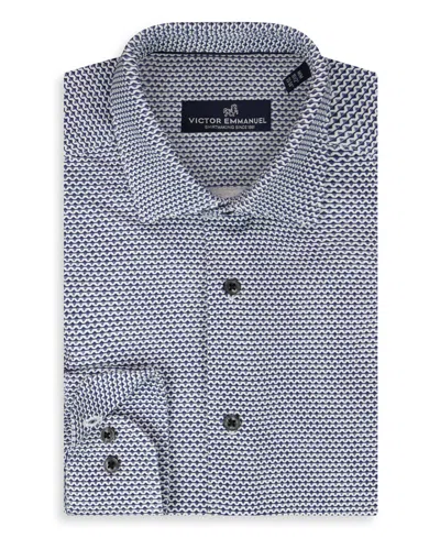Victor Emmanuel Men's Geometric Print Long-sleeve Dress Shirt In Blue