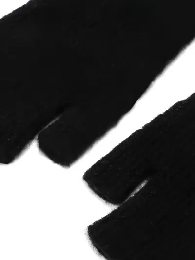 Roberto Collina Long Fingerless Ribbed Gloves Design In Black