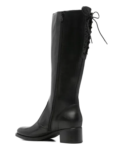 Nero Giardini Lace-up Leather Boots In Black
