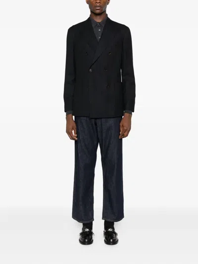 Tagliatore Ribbed Buttoned Polo Shirt In Gray