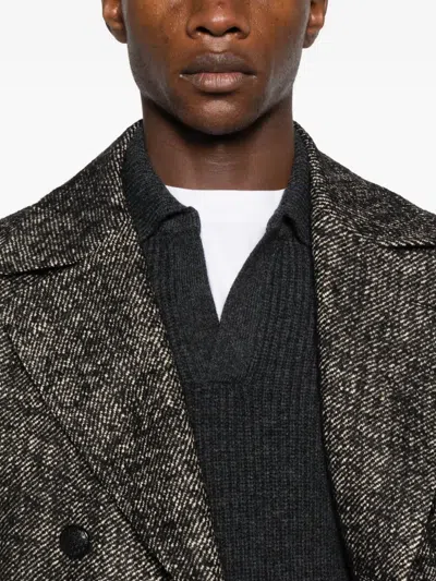 Tagliatore Polo-collar Sweater In Black