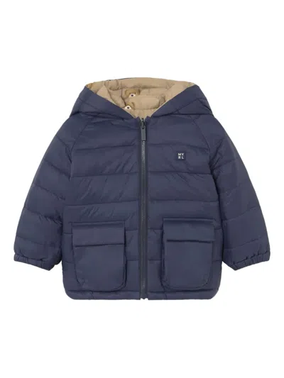 Mayoral Hooded Soft Baby Jacket In Blue