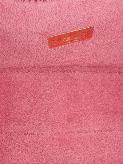 Pre-owned Fendi 2010-2025 Embossed Terry Cloth Ff 1974 Convertible Belt Baguette Satchel In Pink