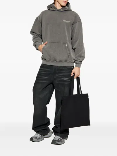 Represent Grey Sweatshirt With Logo Print On Front And Back And Faded Effect In Cotton Man In Gray