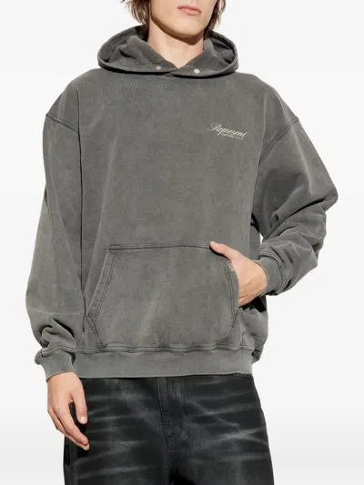 Represent Grey Sweatshirt With Logo Print On Front And Back And Faded Effect In Cotton Man In Gray