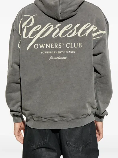 Represent Grey Sweatshirt With Logo Print On Front And Back And Faded Effect In Cotton Man In Gray