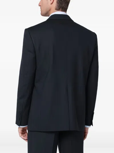 Lardini Single Breasted Wool Blend Jacket With Flap Pockets In Blue