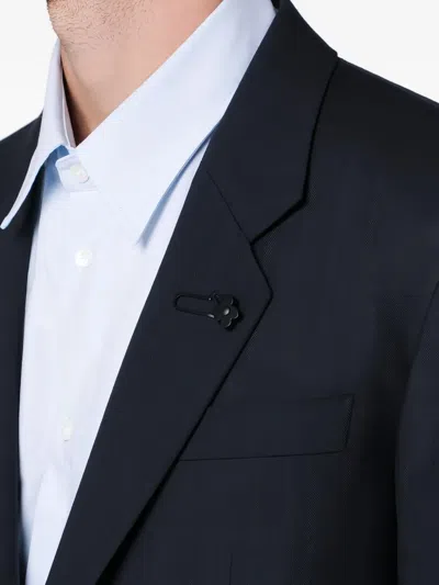 Lardini Single Breasted Wool Blend Jacket With Flap Pockets In Blue