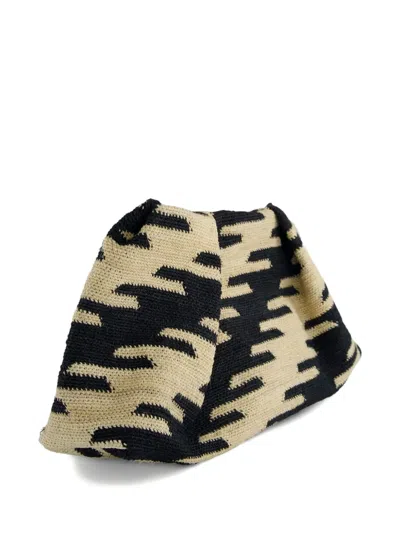 Sensi Studio Sisal Patterned Pouch In Neutral