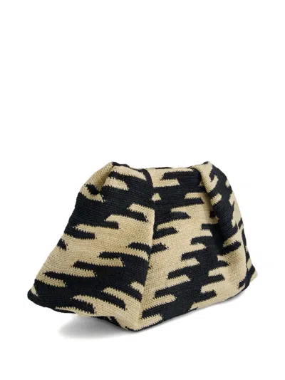 Sensi Studio Sisal Patterned Pouch In Neutral