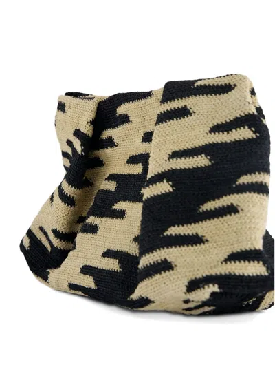 Sensi Studio Sisal Patterned Pouch In Neutral