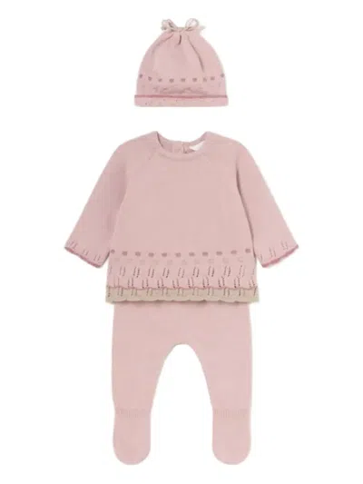 Mayoral Open-work Trouser Set In Pink