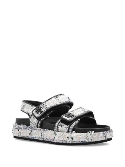 Tory Burch Sporty Leather And Fabric Sandals In White