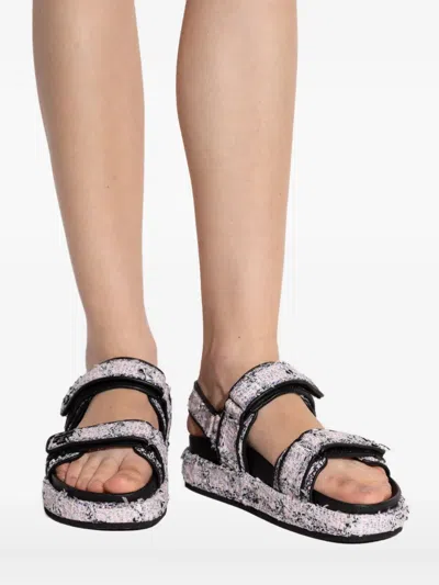 Tory Burch Sporty Leather And Fabric Sandals In White
