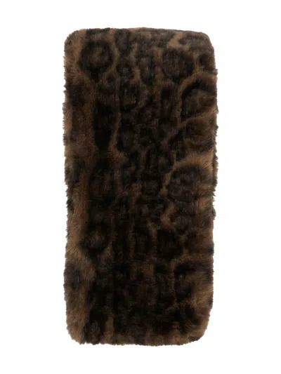 Apparis Kai Brown Scarf With Leopard Motif In Ecofur Woman In Brown
