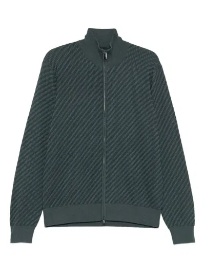 Brioni Textured Zip-up Cardigan In Green