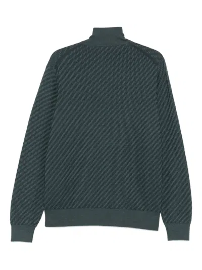 Brioni Textured Zip-up Cardigan In Green