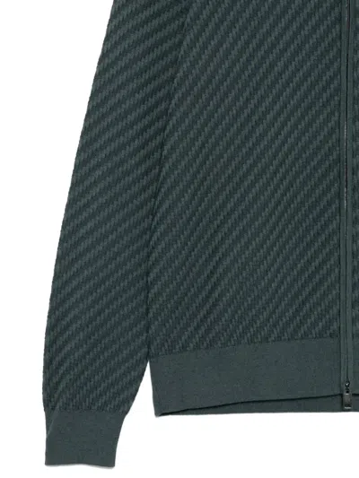 Brioni Textured Zip-up Cardigan In Green