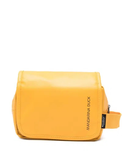 Mandarina Duck Coated Wash Bag In Yellow