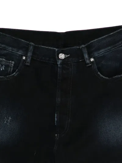Nine In The Morning Black Distressed Jeans With Fit In Black