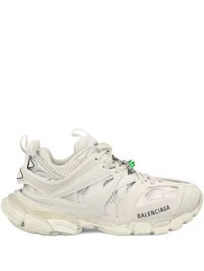 Balenciaga White Mesh And Rubber Track Sneakers In Neutral