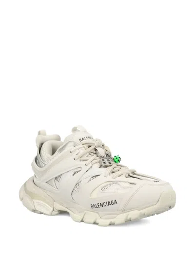 Balenciaga White Mesh And Rubber Track Sneakers In Neutral