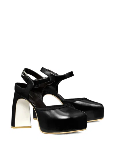 Tory Burch Ankle Strap Peep Toe Platform Pump In Black