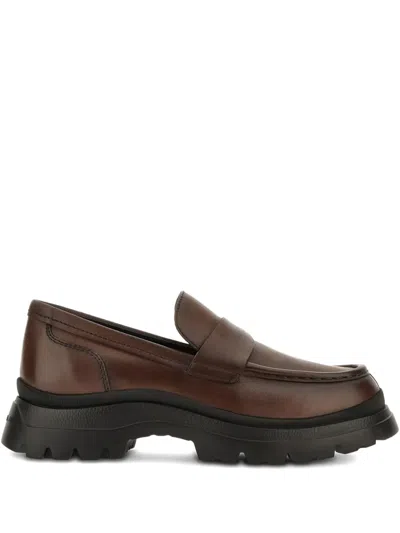 Hogan Round-toe Loafers In Brown