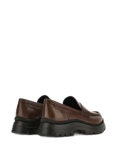 Hogan Round-toe Loafers In Brown