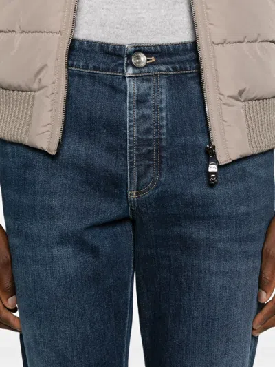 Brunello Cucinelli Whiskering-effect Jeans In Blue
