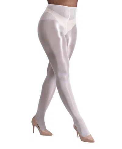 Lechery Women's Lustrous Silky Shiny 40 Denier Semi-opaque High-waist Pantyhose Tights Sku11003-bl In White