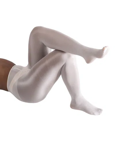 Lechery Women's Lustrous Silky Shiny 40 Denier Semi-opaque High-waist Pantyhose Tights Sku11003-bl In White