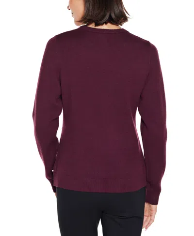 Belldini Women's Front-embellished Sweater In Burgundy
