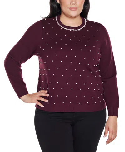 Belldini Women's Front-embellished Sweater In Burgundy