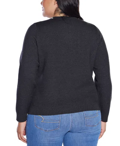 Belldini Plus Size Front-embellished Sweater In Blue