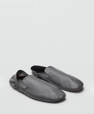 Mango Women's Leather Gathered Shoes In Gray