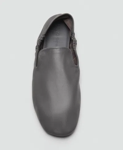 Mango Women's Leather Gathered Shoes In Gray