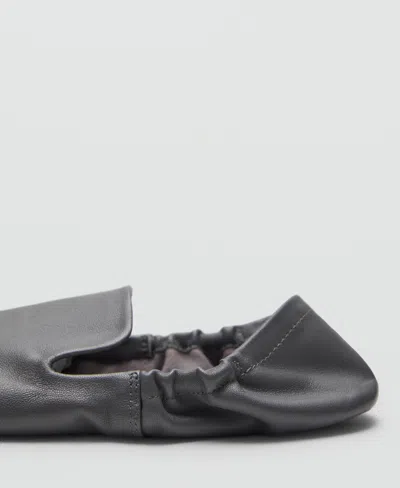 Mango Women's Leather Gathered Shoes In Gray