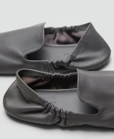 Mango Women's Leather Gathered Shoes In Gray