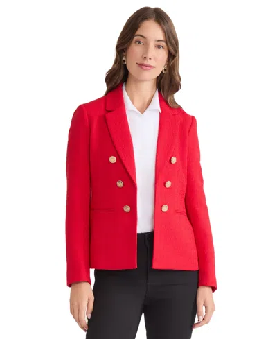 Jones New York Women's Button-trim Open-front Blazer In Red