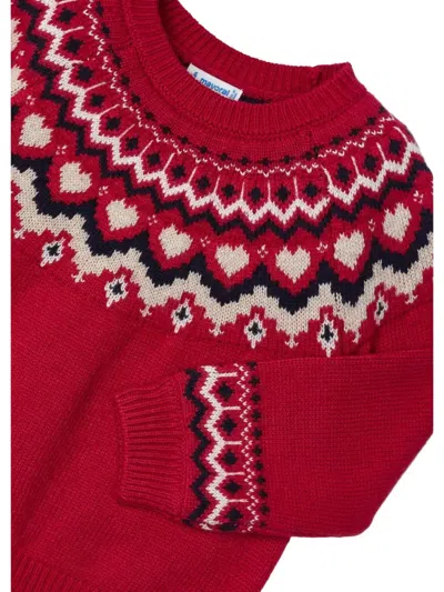 Mayoral Jacquard Border Sweater In Red