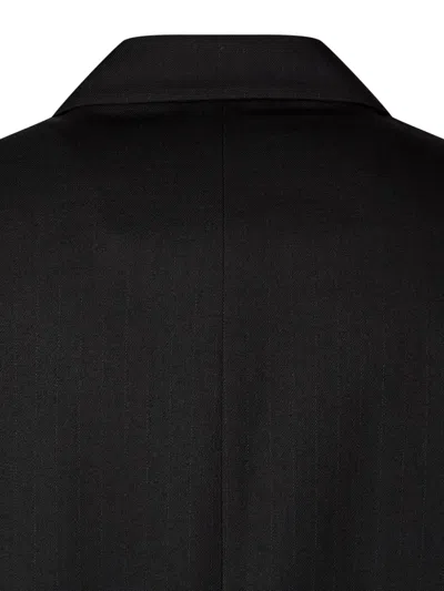 Studio Tomboy Striped Single-breasted Blazer In Black